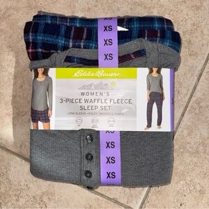 Eddie Bauer Gray 3-Piece Waffle Fleece Set